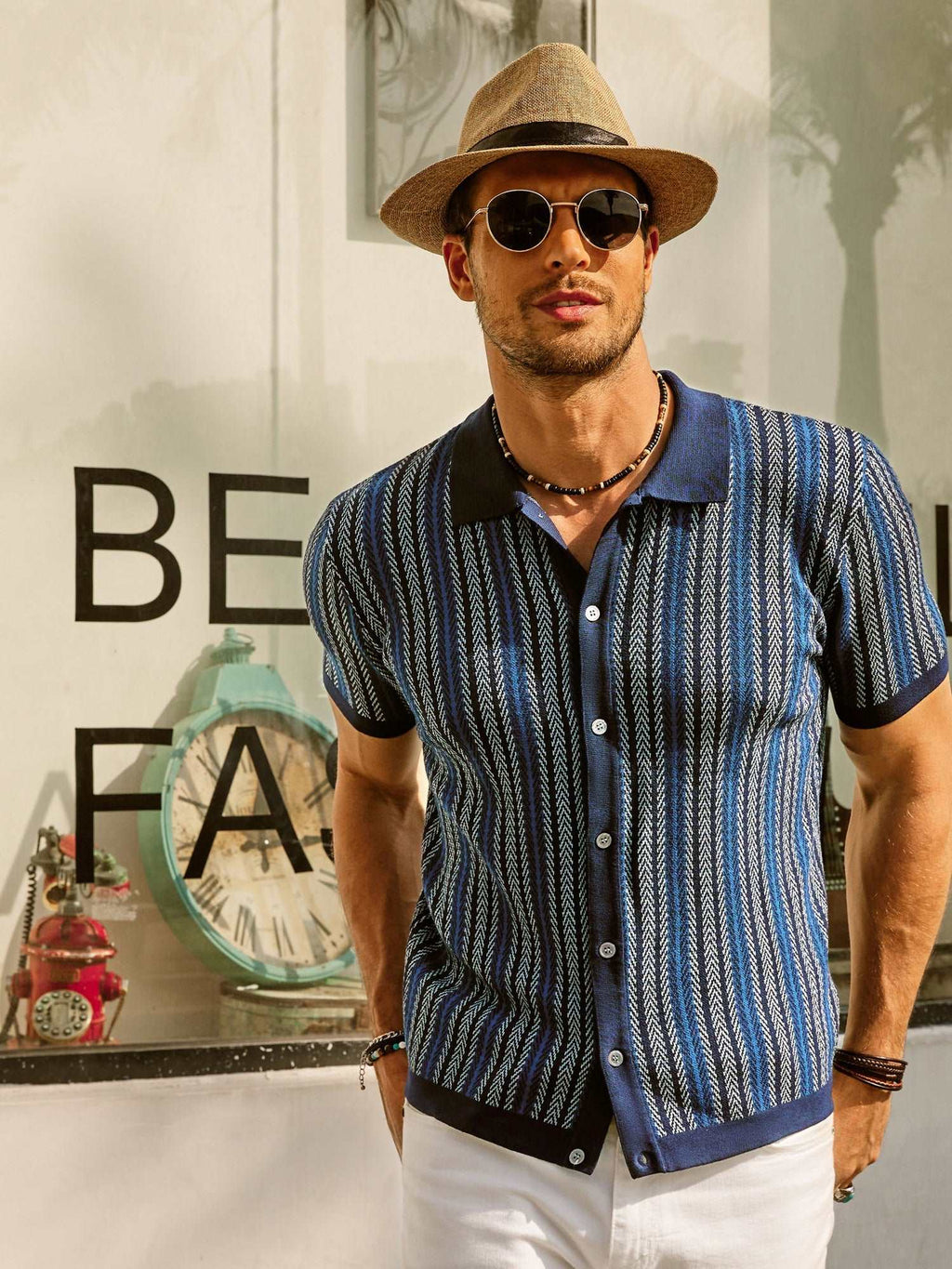 Ethan | Stylish Vintage Striped Mens Polo Shirt 8