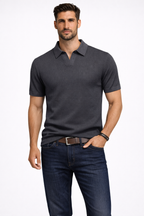 Ethan | Textured Casual Short Sleeve Mens Polo Shirt 11