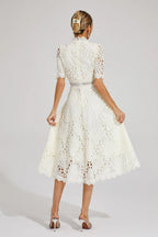 Freya - Embroidered Midi Dress with High Neck 4