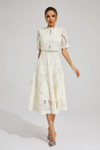 Freya - Embroidered Midi Dress with High Neck 6