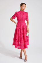 Freya - Embroidered Midi Dress with High Neck 8