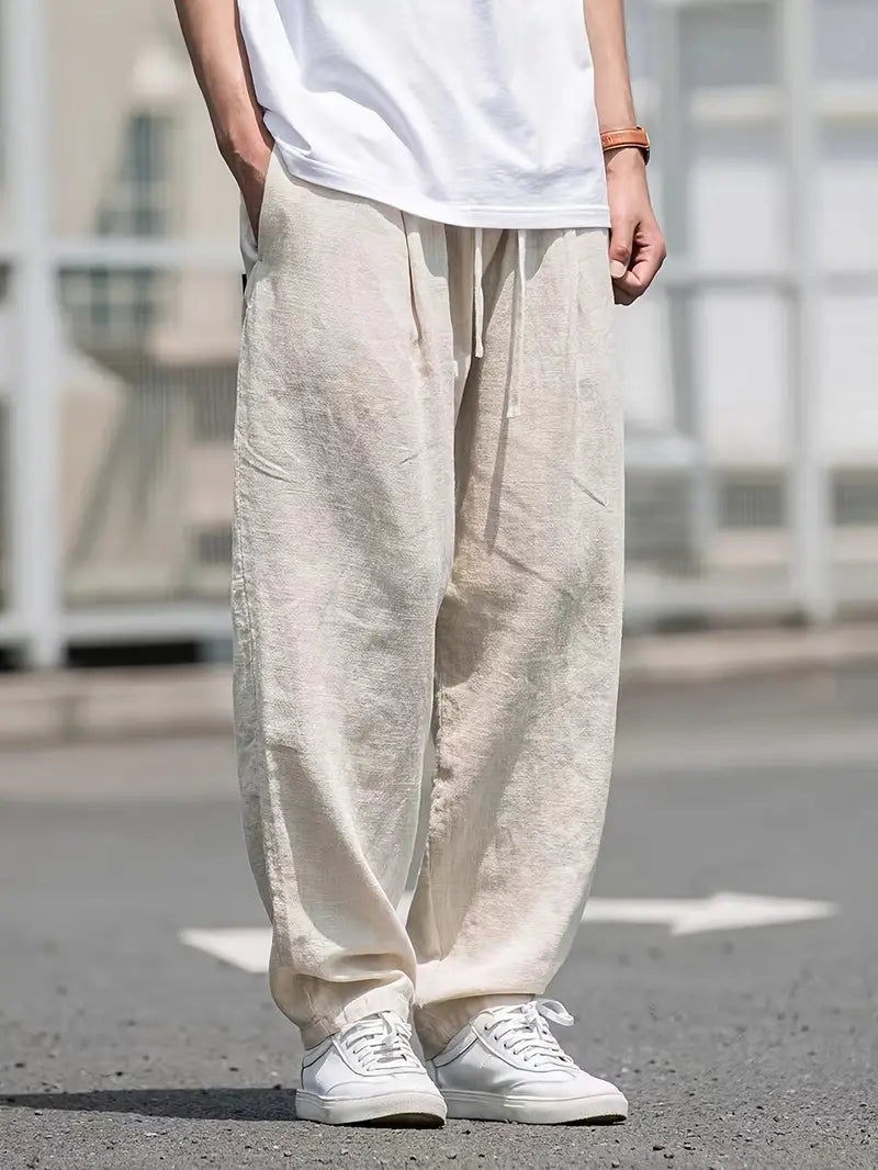 Men's Baggy Trousers | Wide Leg & Elasticated Drawstring Waist