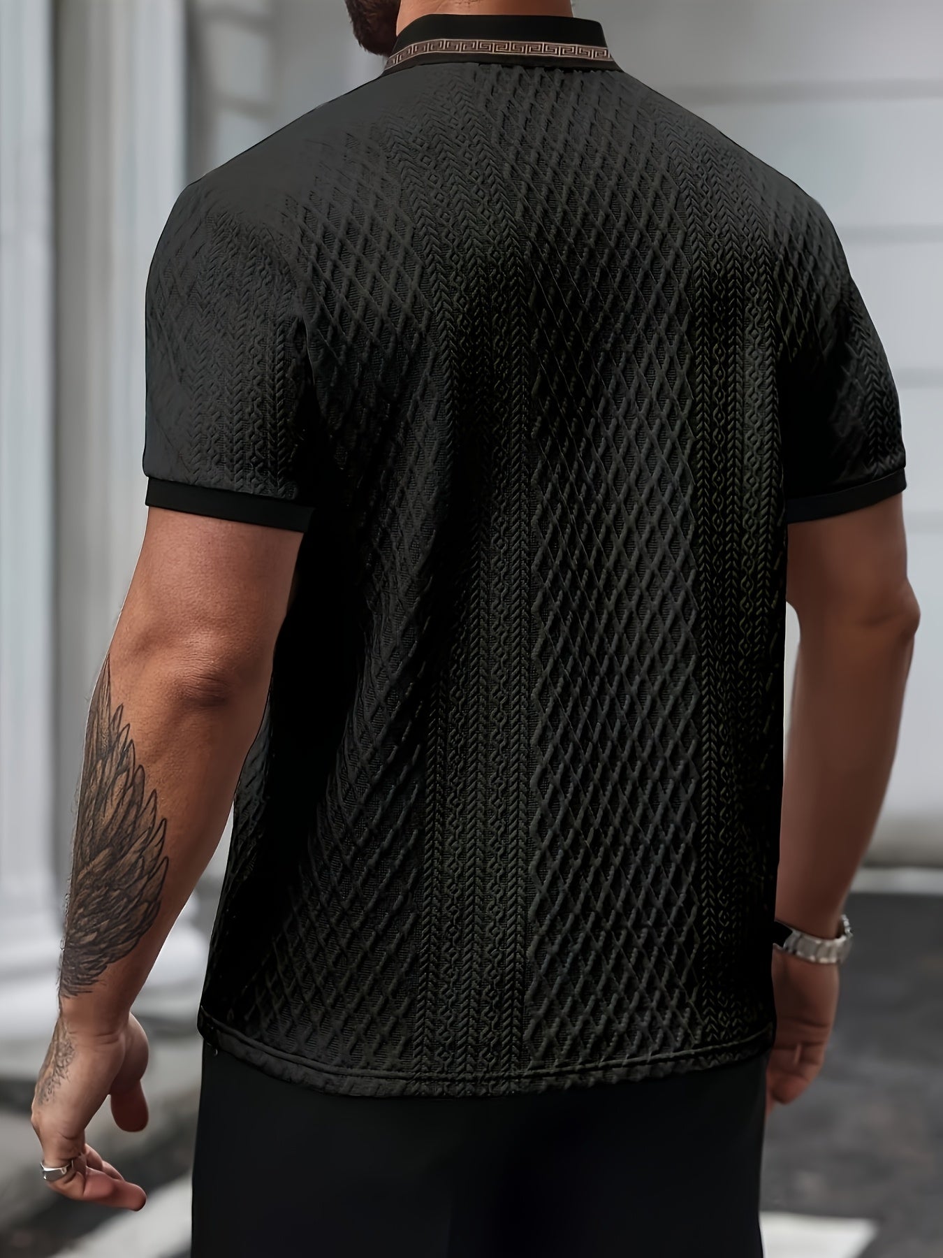 Men's Polo Shirt | Textured Knit & Contrast Collar