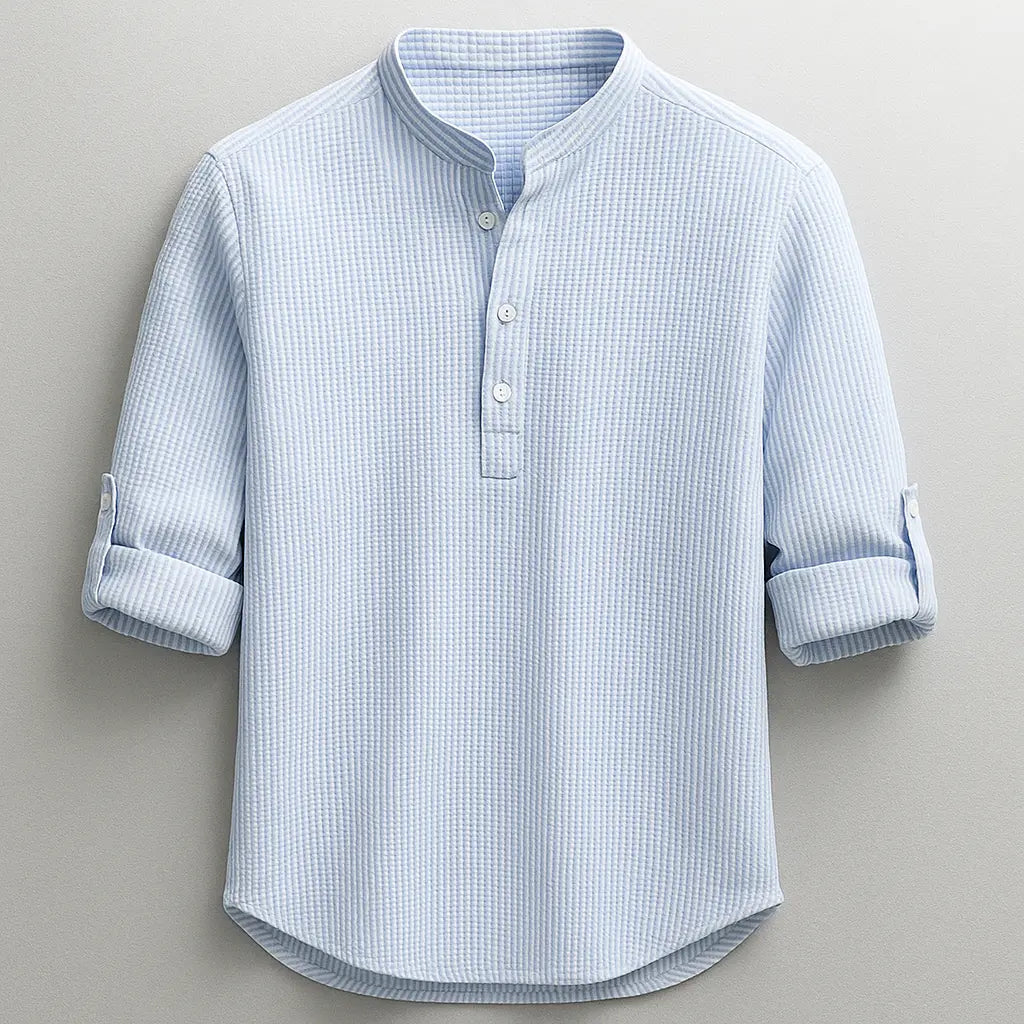 Men's Polo Shirt | Mandarin Collar & Roll-Up Sleeve