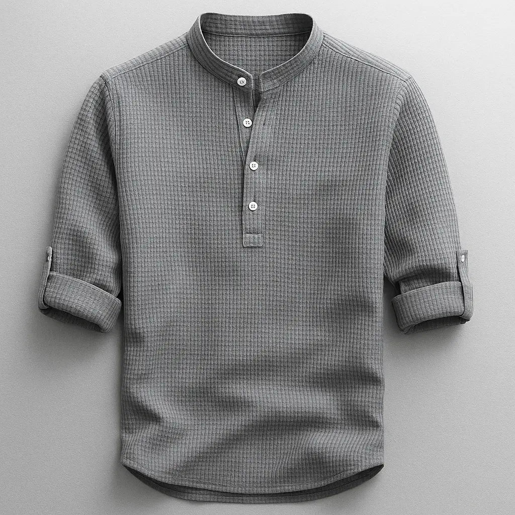 Men's Polo Shirt | Mandarin Collar & Roll-Up Sleeve