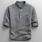 Men's Polo Shirt | Mandarin Collar & Roll-Up Sleeve