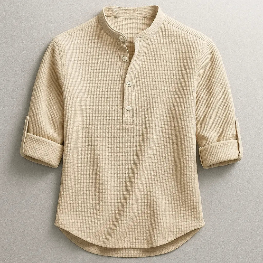 Men's Polo Shirt | Mandarin Collar & Roll-Up Sleeve