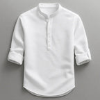 Men's Polo Shirt | Mandarin Collar & Roll-Up Sleeve