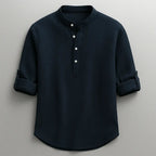 Men's Polo Shirt | Mandarin Collar & Roll-Up Sleeve