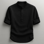 Men's Polo Shirt | Mandarin Collar & Roll-Up Sleeve