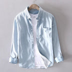 Men's Denim Polo | Long Sleeve & Button-Down Collar