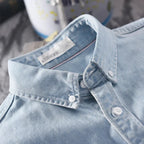 Men's Denim Polo | Long Sleeve & Button-Down Collar
