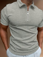 Men's Polo Shirt | Quarter Zip & Waffle Texture