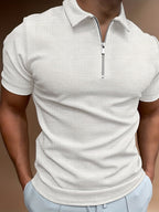 Men's Polo Shirt | Quarter Zip & Waffle Texture