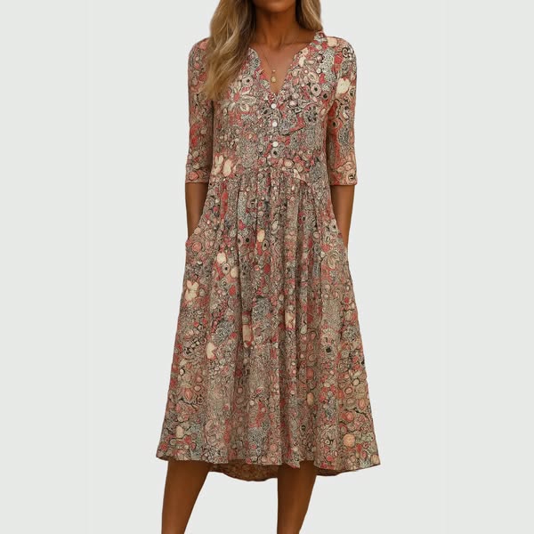 Harlow™ | Graceful Midi Dress With Pockets 1