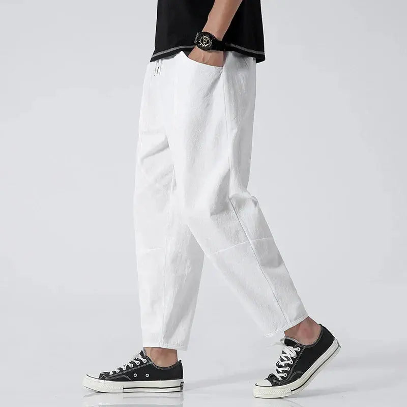 Men's Cropped Pants | Elasticated Waist & Tapered Fit