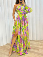 Luna Fashion House | One-Shoulder Floral Maxi Dress with Side Slit 10