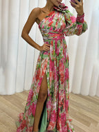 Luna Fashion House | One-Shoulder Floral Maxi Dress with Side Slit 3