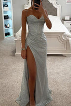 Luna Fashion House | Women’s Corset Maxi Dress with Slit – Spaghetti Strap Evening Dress 2