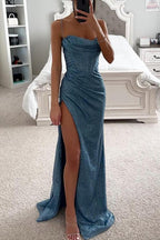 Luna Fashion House | Women’s Corset Maxi Dress with Slit – Spaghetti Strap Evening Dress 3
