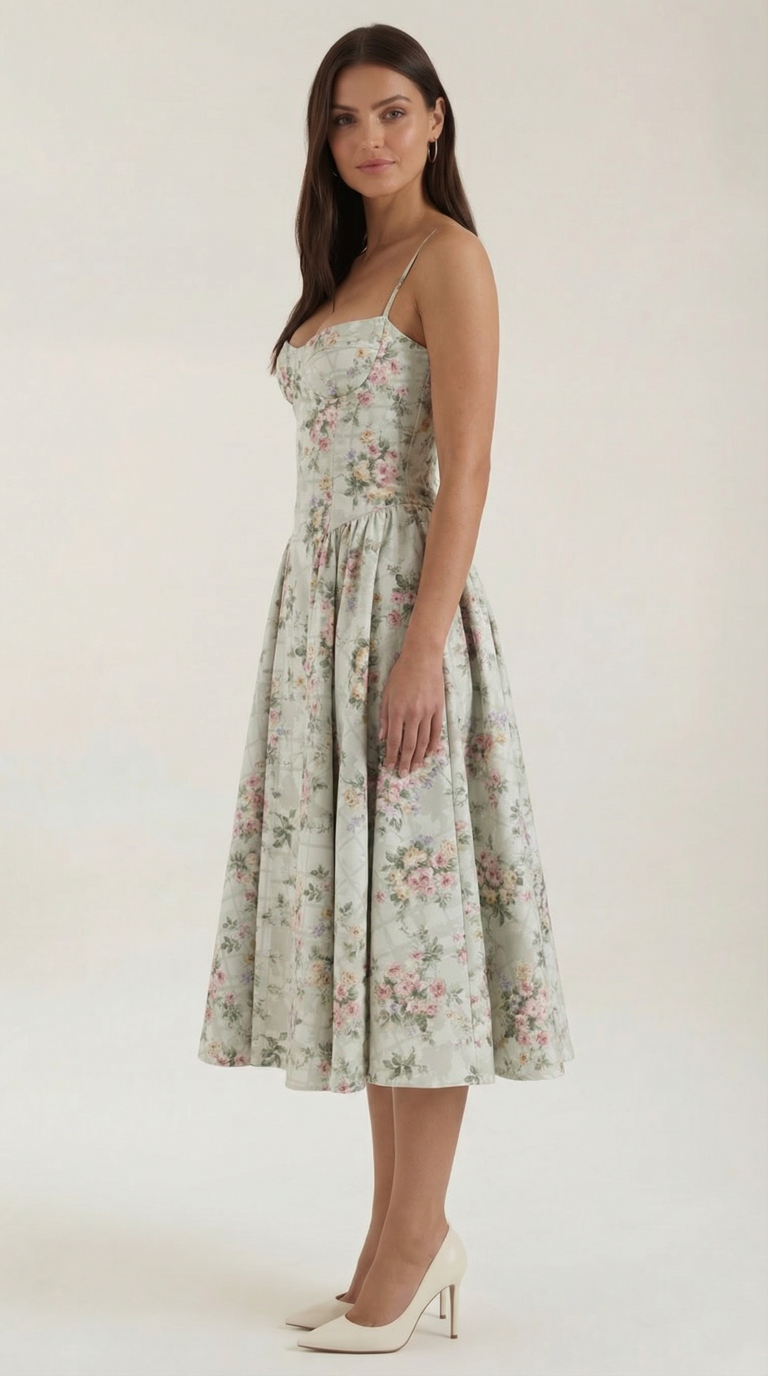 Luna Fashion House | Women’s Floral Corset Midi Dress – Sweetheart Neck Summer Dress 2