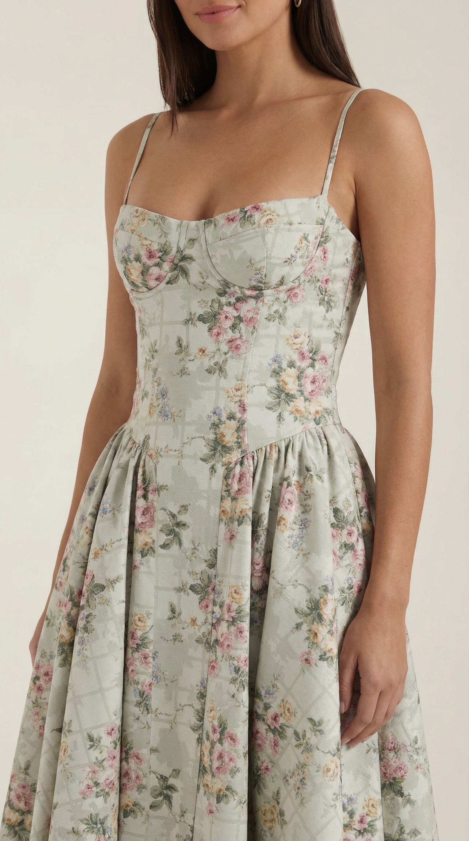 Luna Fashion House | Women’s Floral Corset Midi Dress – Sweetheart Neck Summer Dress 3