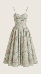 Luna Fashion House | Women’s Floral Corset Midi Dress – Sweetheart Neck Summer Dress 5