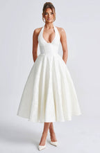 Luna Fashion House | Women’s Floral Halter Midi Dress Wedding Guest Occasion Dress 0