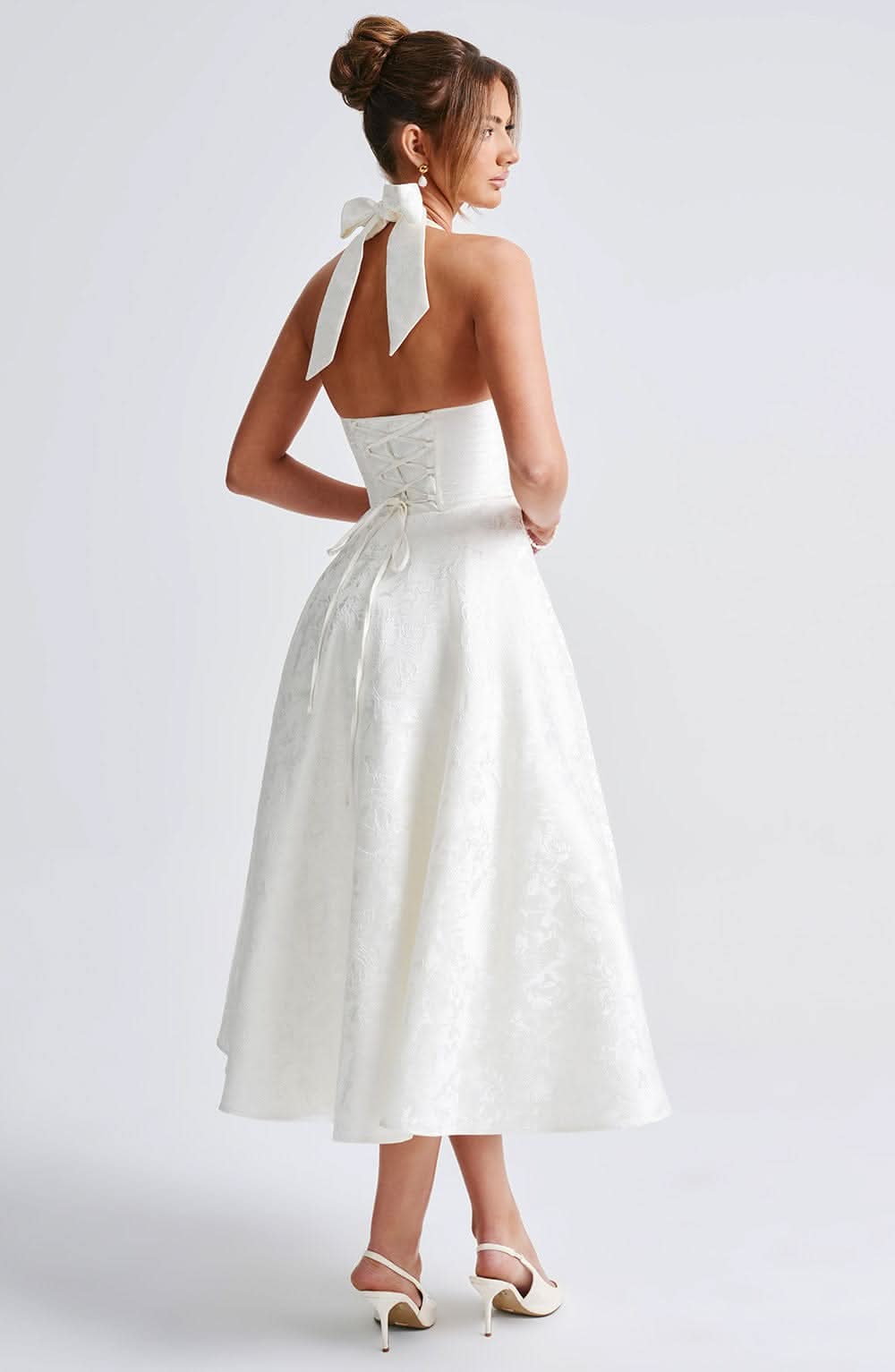 Luna Fashion House | Women’s Floral Halter Midi Dress Wedding Guest Occasion Dress 2