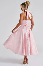 Luna Fashion House | Women’s Floral Halter Midi Dress Wedding Guest Occasion Dress 7
