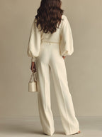 Luna Fashion House | Women’s Knit Two Piece Set – Crew Neck & High Waist Set 3