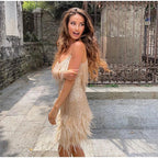 Luna Fashion House | Women’s Sequin Mini Dress with Feather Trim – Party & Evening Dress 5
