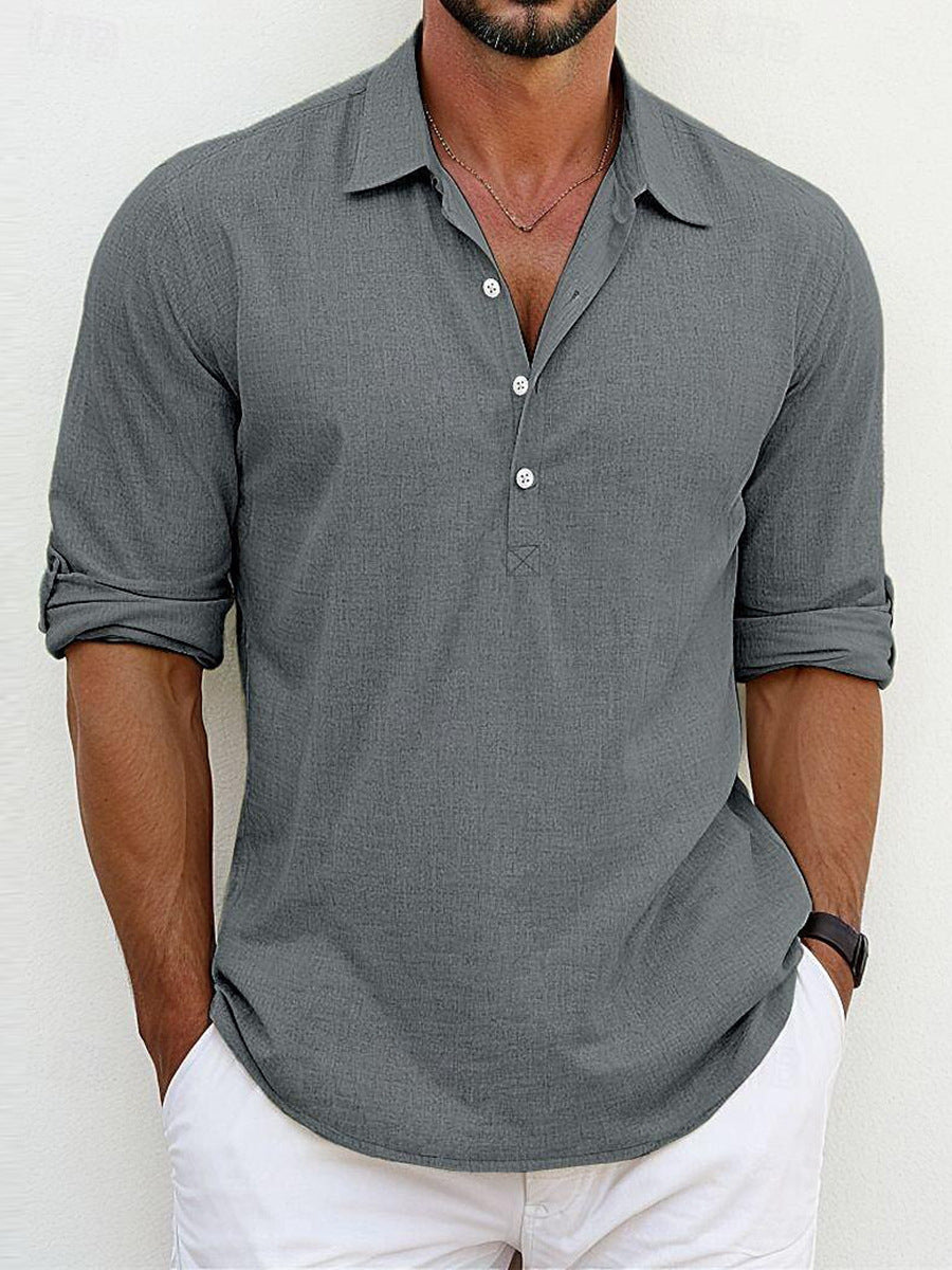 Mason | Classic Comfortable Loose Fit Long Sleeve Polo Shirt 9