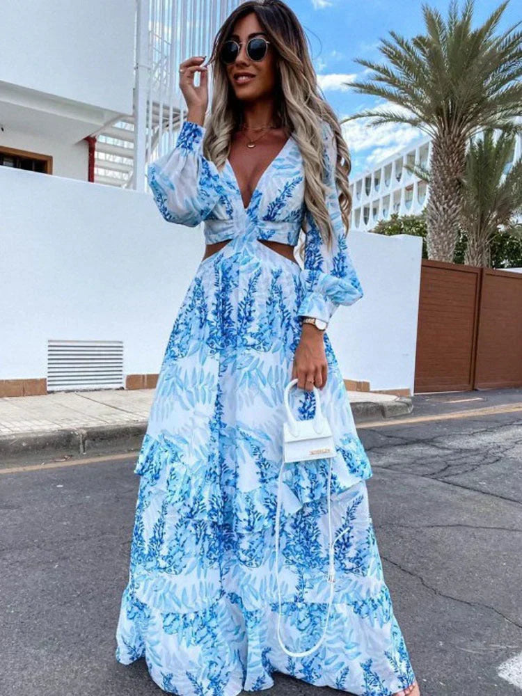 Maxi Dress Women | Cut-Out Waist & Boho Floral Occasion Style
