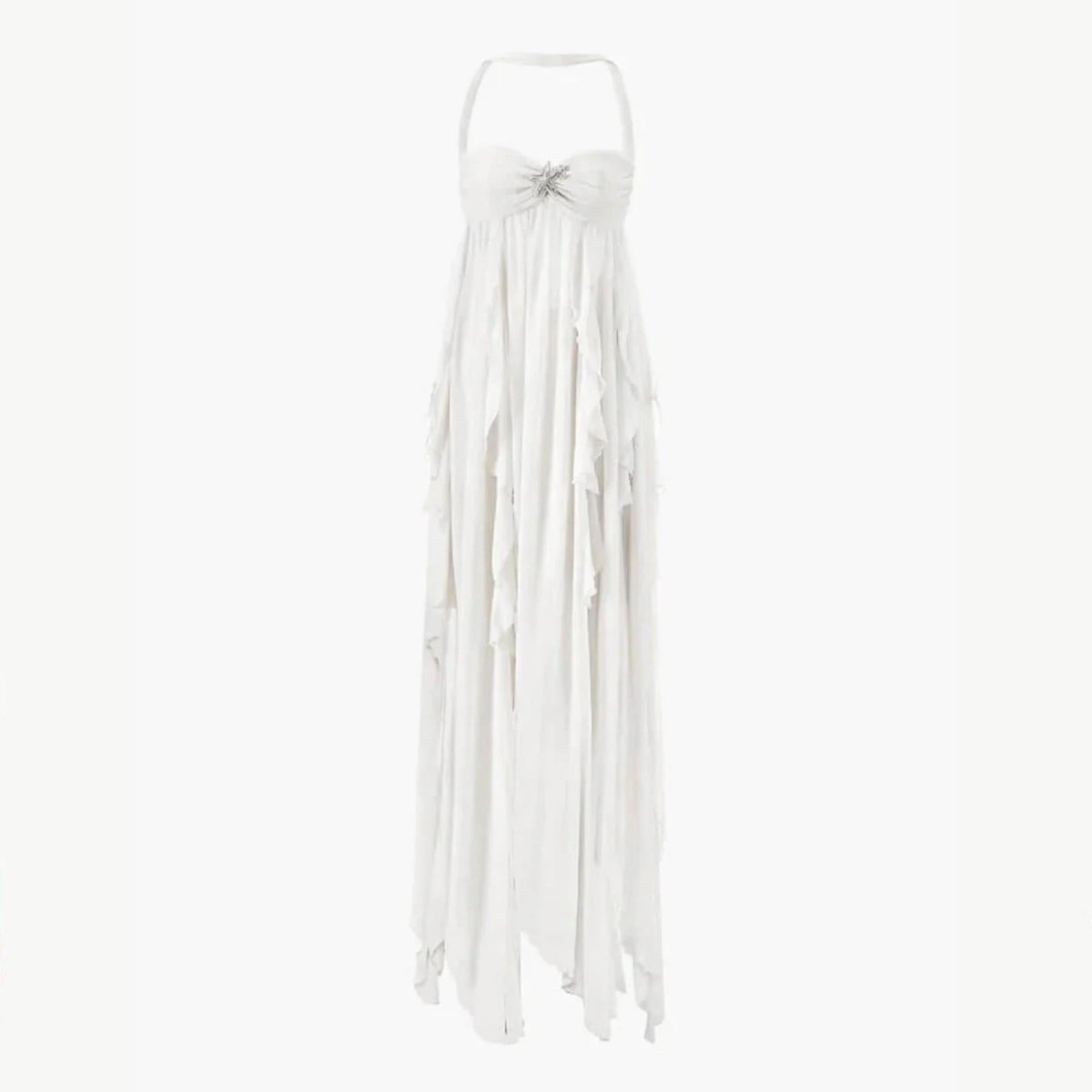 Maxi Dress Women | Halter Neck Ruffle & Ethereal Flowing Occasion Style