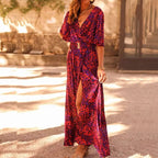 Maxi Summer Dress Women | Bohemian Floral Print & V-Neck Style