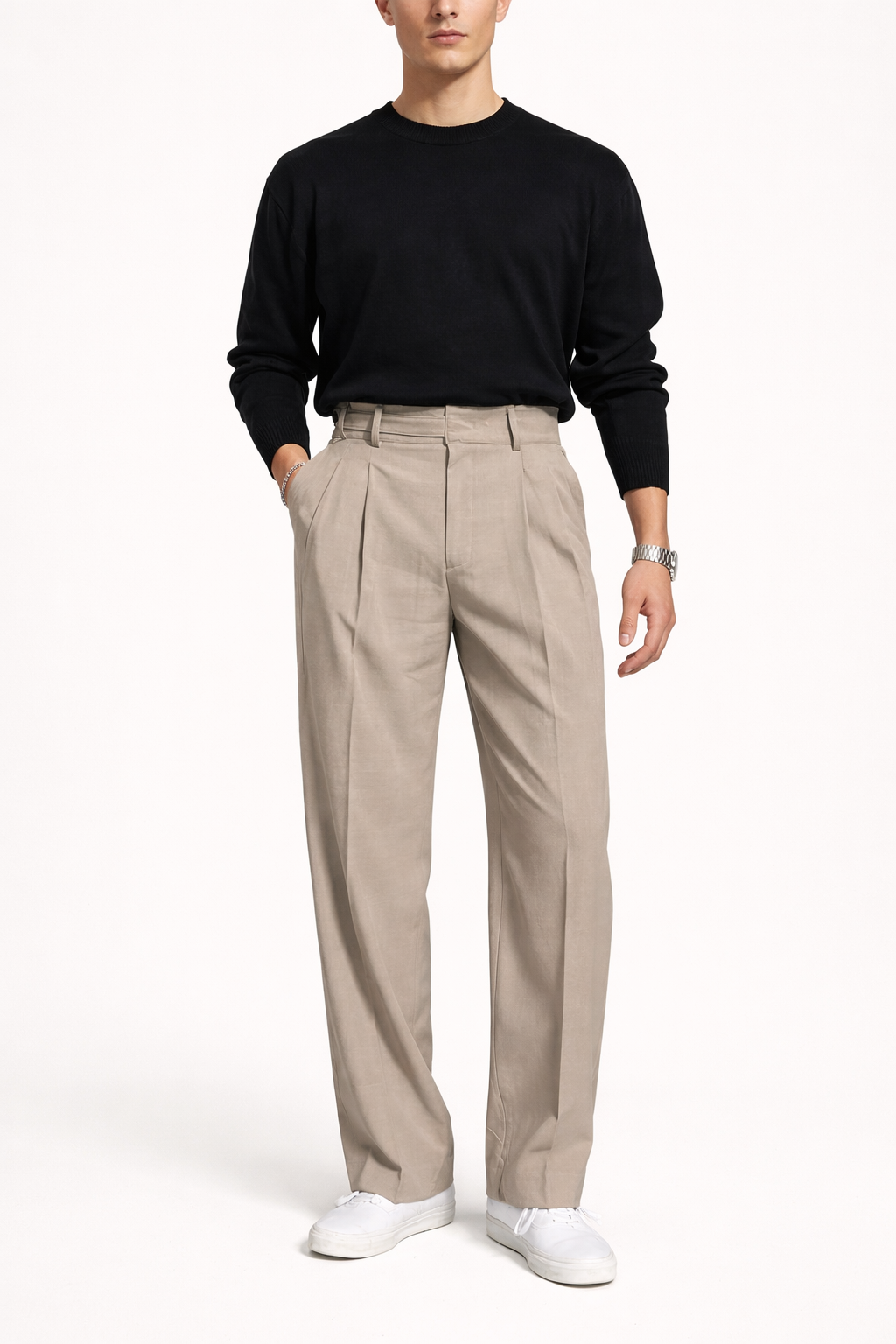 Men's High Waist Straight Leg Trousers 0
