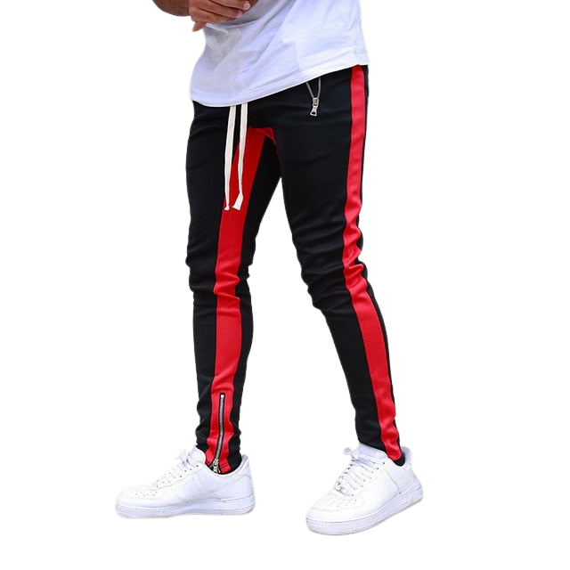 Men's Side Stripe Track Trousers with Drawstring Waist and Zip Detail 0