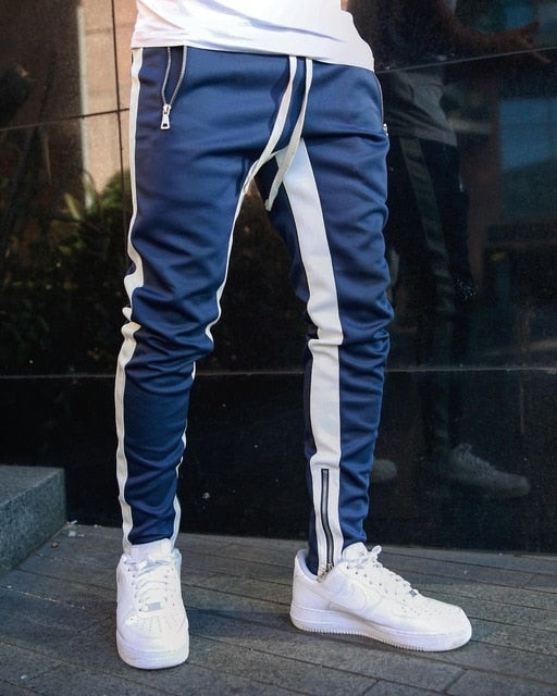 Men's Side Stripe Track Trousers with Drawstring Waist and Zip Detail 1