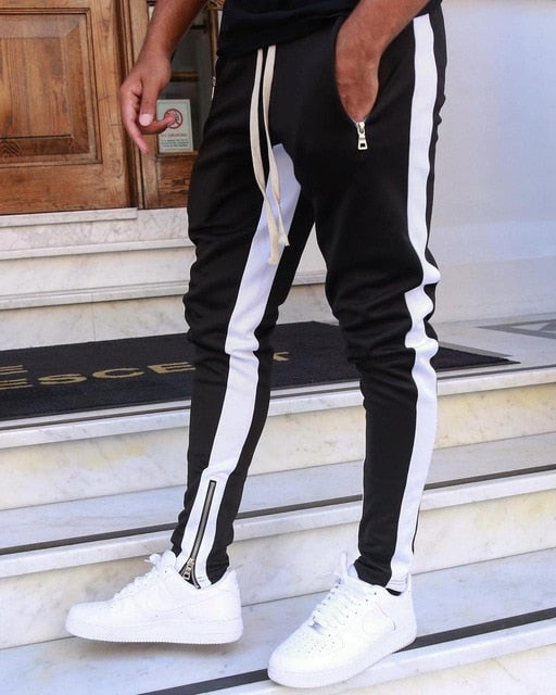 Men's Side Stripe Track Trousers with Drawstring Waist and Zip Detail 2