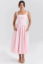Mia | Chic White Midi Wedding Guest Dress