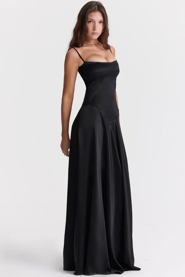 Mia | Elegant Floor-Length Satin Maxi Dress for Women