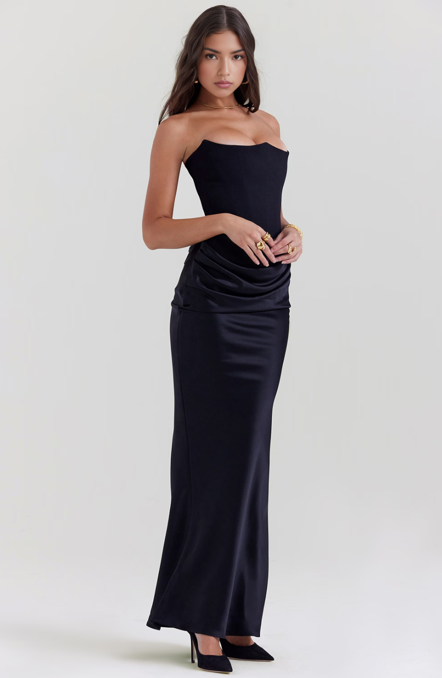 Mia | Elegant Strapless Black Maxi Dress for Special Occasions