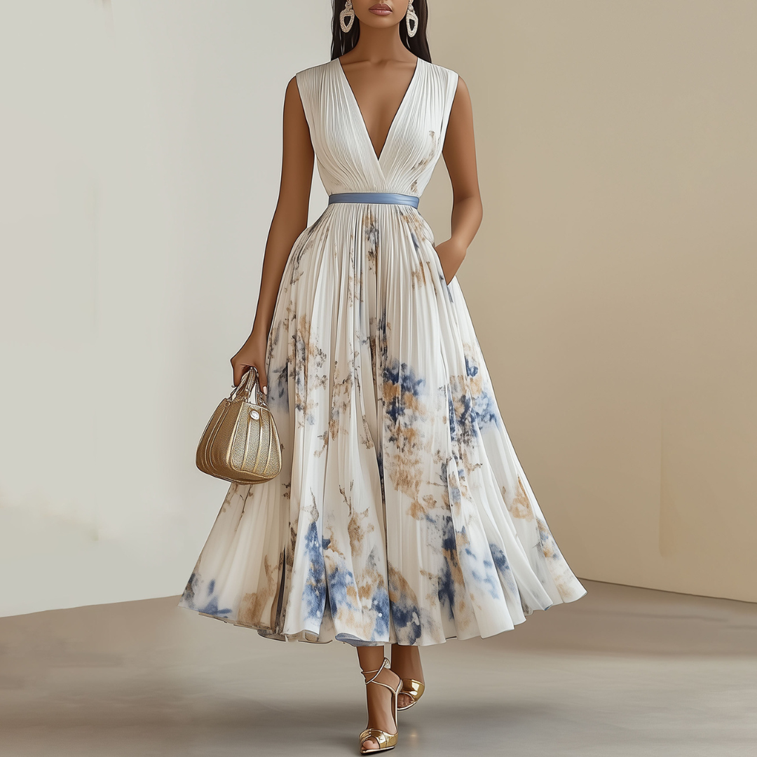 Mia | Elegant Floral Wedding Guest Dress with Flowy Skirt 0