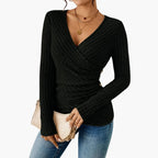 Mia | Elegant Ribbed Women's Top with Deep V-Neck 3