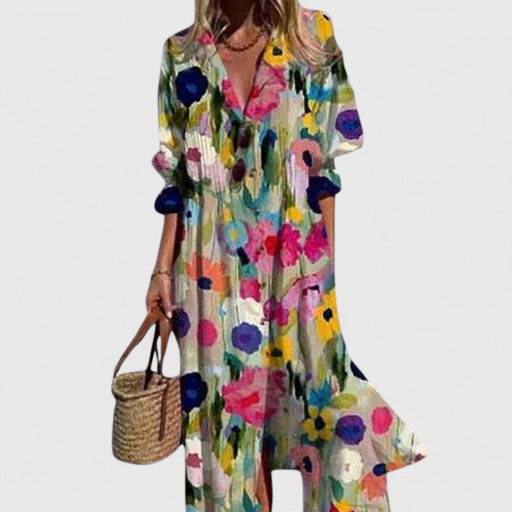 Millie | Women’s Floral Button Front Midi Dress 2