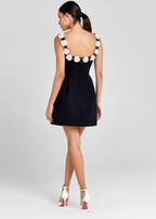 Mini Dress Women | 3D Floral Appliqué & Structured Elegant Design
