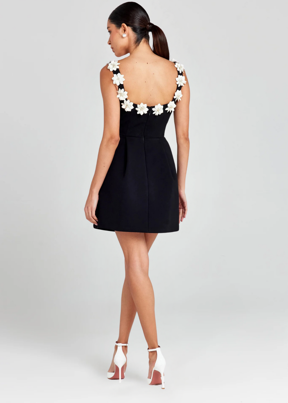 Mini Dress Women | 3D Floral Appliqué & Structured Elegant Design
