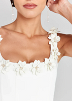 Mini Dress Women | 3D Floral Appliqué & Structured Elegant Design