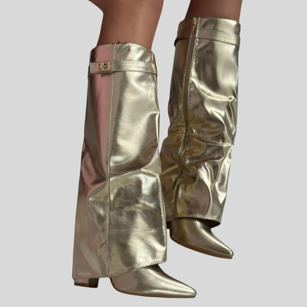 Olivia | Elegant Gold Knee High Boots for Women 0